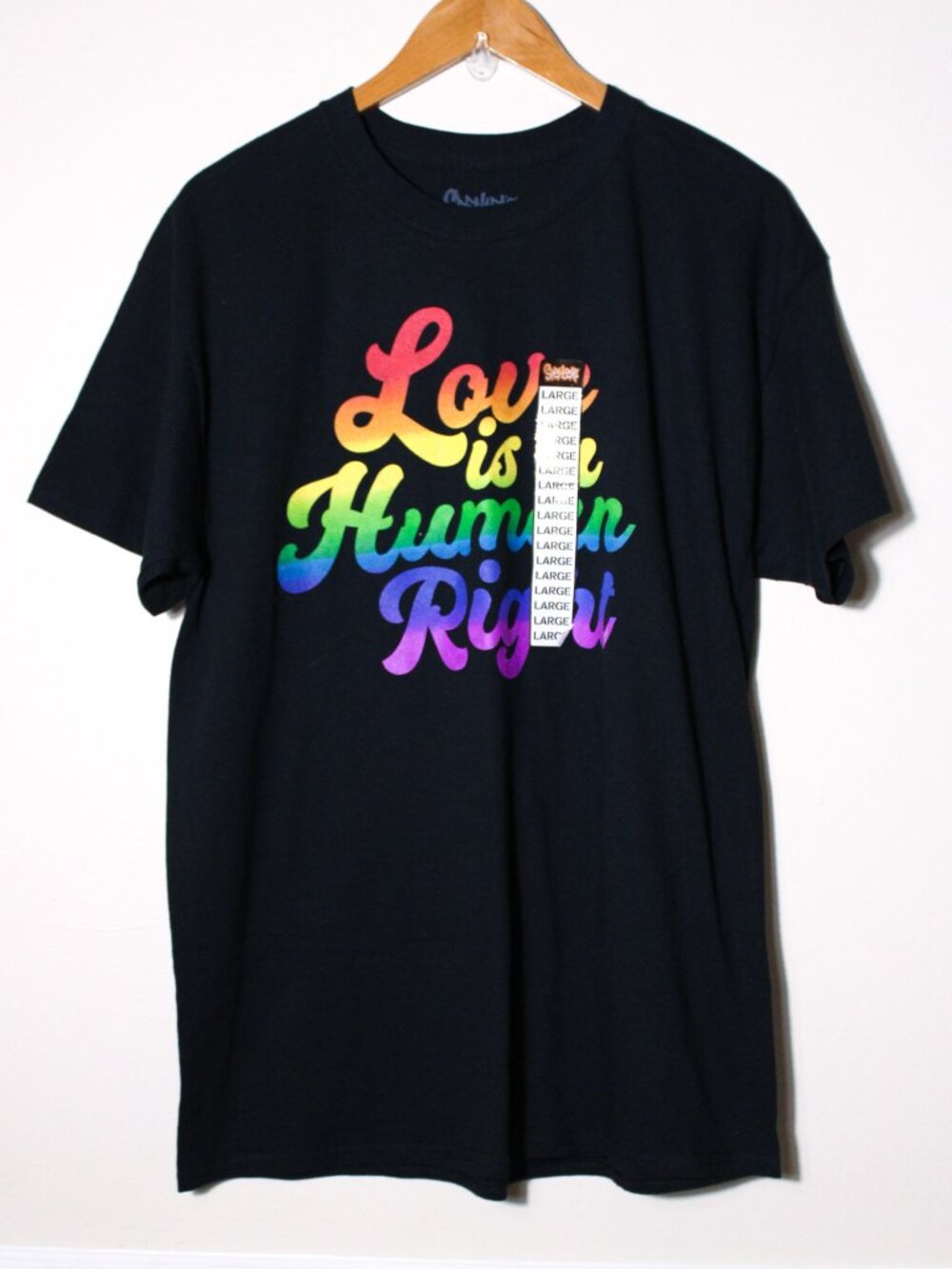 Love Is A Human Right Rainbow Pride Graphic Tee Black Size L